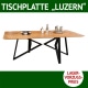 Tischplatte mit Schweizer Kante LUZERN, Wildeiche, massiv, Tischuntergestell BERT, 4-teilig, Metall, schwarz pulverbeschichtet