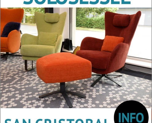 moderner Ohrensessel SAN CRISTOBAL links mit Schaukelgestell_rechts mit Drehfuss und Hocker