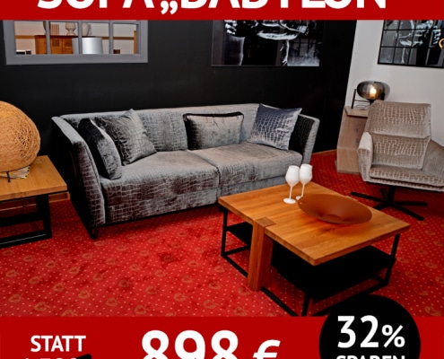 Sofa BABYLON mit extravagantem Bezug, 3-Sitzer