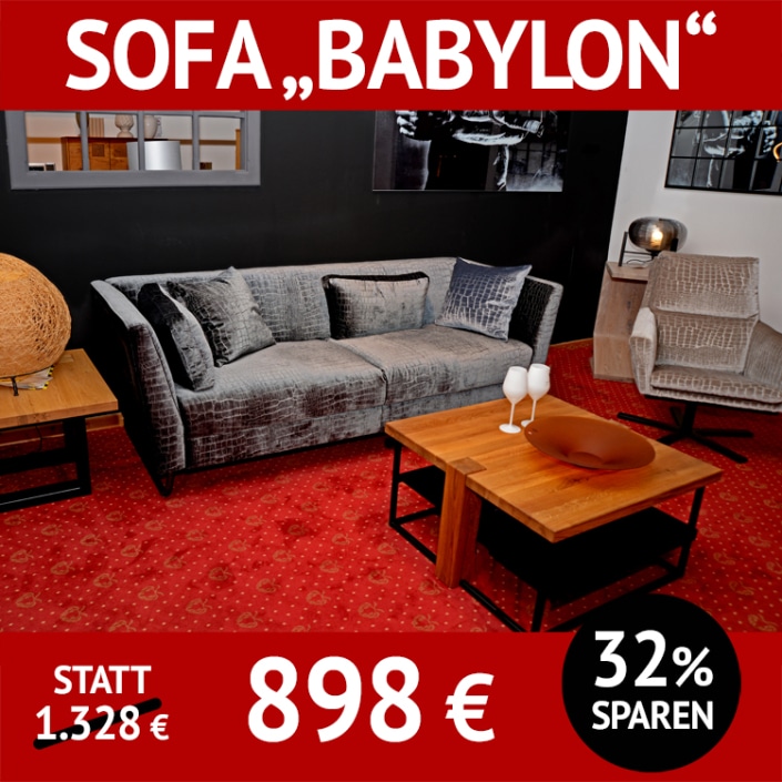 Sofa BABYLON mit extravagantem Bezug, 3-Sitzer