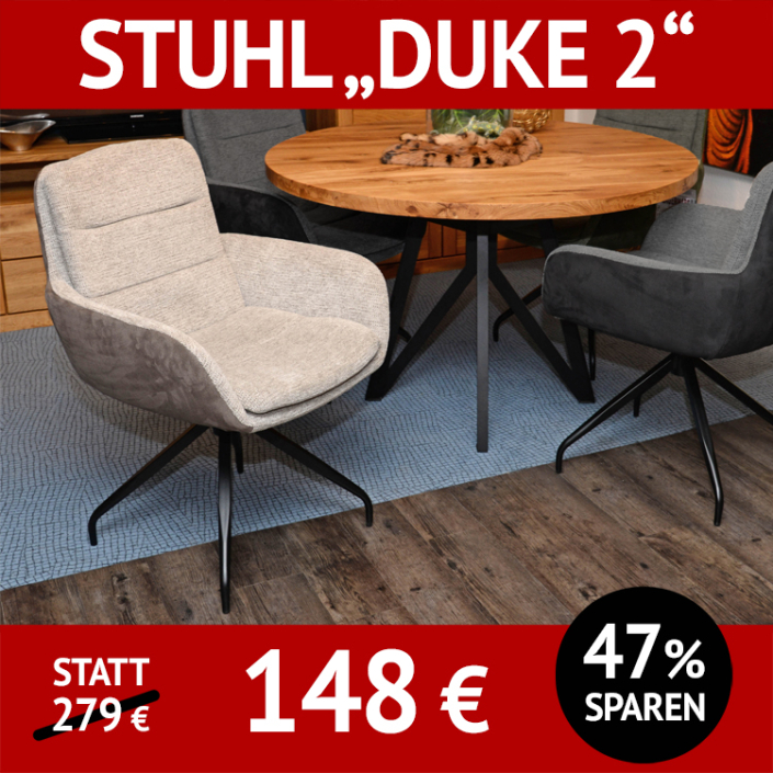 Stuhl DUKE 2 ist 2-farbig bezogen