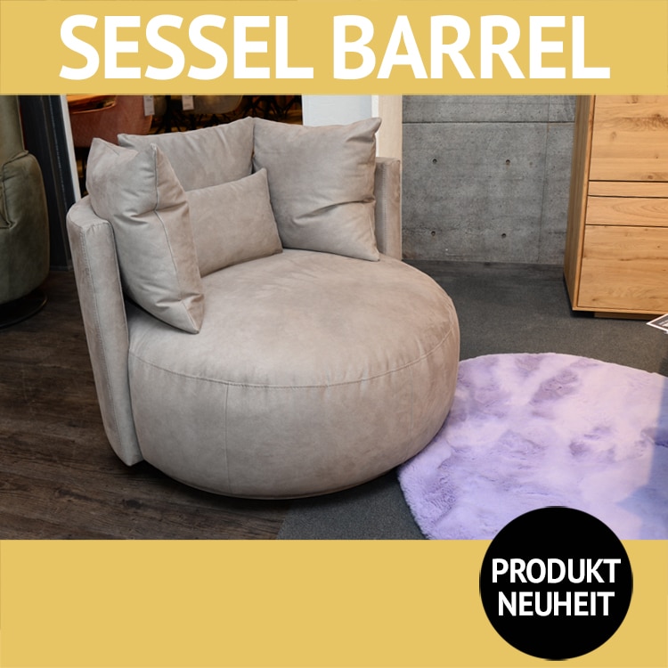 Sessel Barrel, mit 3 Kissen, sehr kuscheliges Sitzvergnügen, Bezug Mikrofaser,