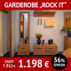 Garderobe ROCK IT, 3-teilig, Balkeneiche massiv