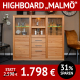 Wohnzimmerschränke MALMÖ, Highboard, Kernbuche massiv