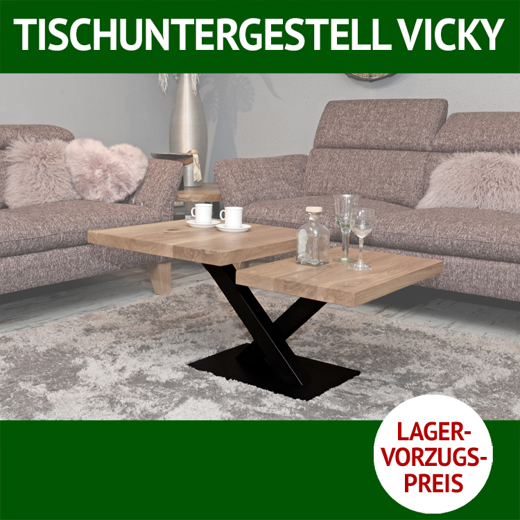 VICKY Couchtischuntergestell, Metall, schwarz pulverbeschichtet