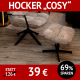 Hocker COSY, Metallfuß, samtiger Bezug