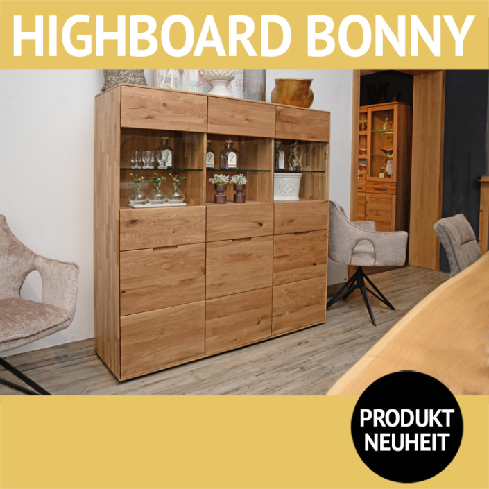 Wohnzimmerschränke BONNY, Highboard, aus Wildeiche, massiv. natur geölt