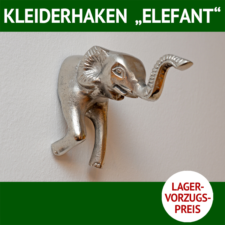 Kleiderhaken ELEFANT aus Aluminiumguss