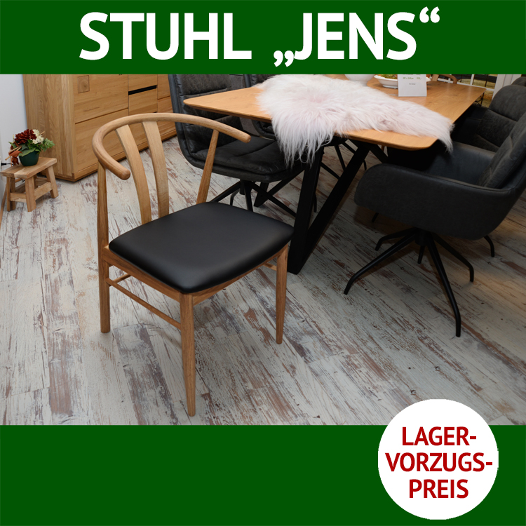 Stuhl JENS, Sizuplatte Kunstleder, Gestell Eiche massiv