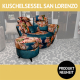 Armlehnsessel SAN LORENZO, chilliger Sessel mit Bluetooth-Lausprechern und passendem Hocker