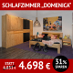 Schlafzimmer DOMENICA, Kleiderschrank, Doppelbett, 2 Nachtkommoden, Wildeiche massiv, Roheffekt geölt