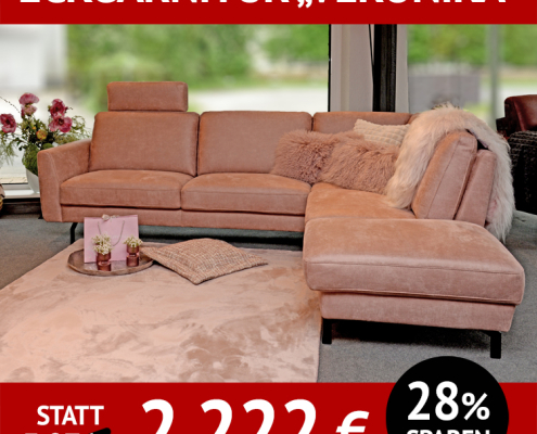 Sofa, übereck, mit Federkern VERONIKA mit Sitztiefenverstellung, Boxspringpolsterung